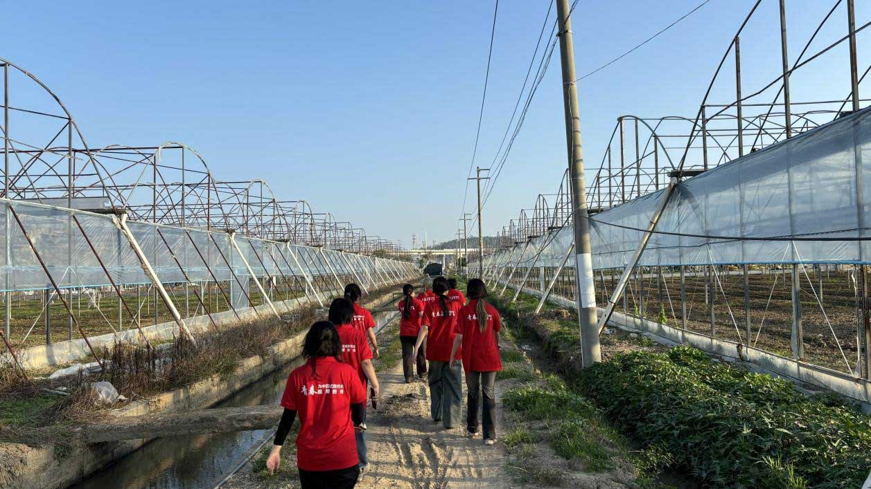 圖為實(shí)踐隊(duì)成員深入調(diào)研東張村特色產(chǎn)業(yè)